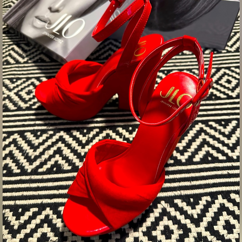 J.Lo Monic Bright Red Platform Sandals